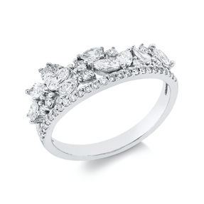 Ring aus 750 Gold Weißgold 47 Diamanten 0,77ct F-SI B:8mm