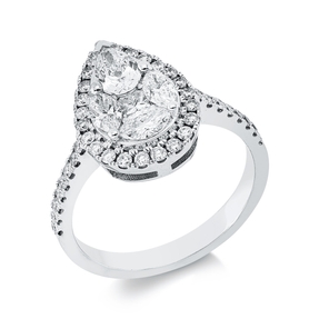 Ring aus 750 Gold Weißgold 45 Diamanten 1,26ct B:15,6mm
