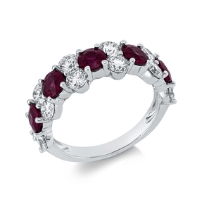 Ring aus 750 Weißgold 5 Rubine 1,94ct rot 12 Brillanten 1,68ct TW-SI B:6,5mm