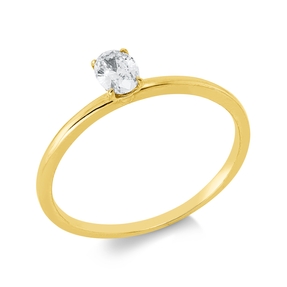 Solitaire Ring aus 750 Gelbgold Diamant Oval-Schliff 0,32ct F-VSI B:5,3mm