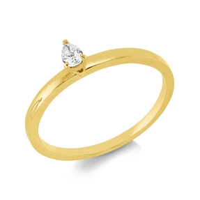 Solitaire Ring aus 750 Gelbgold Diamant Tropfen-Schliff 0,09ct F-VSI B:4mm