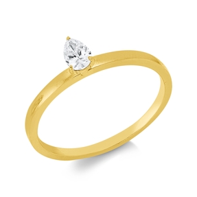 Solitaire Ring aus 750 Gelbgold Diamant Tropfen-Schliff 0,2ct F-VSI B:5mm