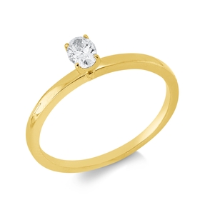 Solitaire Ring aus 750 Gelbgold Diamant Oval-Schliff 0,23ct F-VSI B:4,5mm
