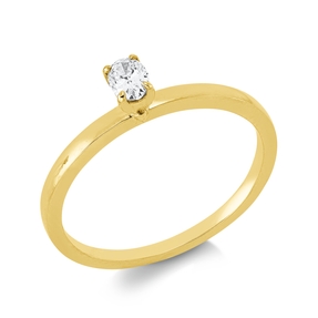 Solitaire Ring aus 750 Gelbgold Diamant Oval-Schliff 0,14ct F-VSI B:3,7mm