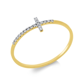 Ring Kreuz aus 750 Gold gelb/weiß 18 Brillanten 0,08ct F-SI B:5mm