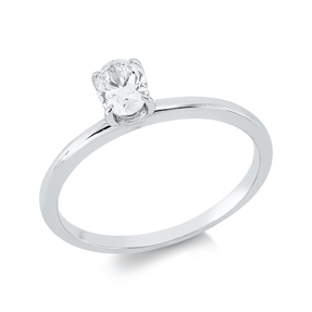 Solitaire Ring aus 750 Weißgold Diamant Oval-Schliff 0,39ct F-VSI B:5,3mm