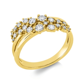 Ring aus 585 Gold Gelbgold 20 Diamanten 0,51ct W-SI/PI B:8,8mm