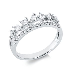 Ring aus 585 Gold Weißgold 24 Diamanten 0,56ct W-SI B:5,6mm