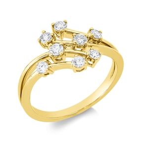 Ring aus 585 Gold Gelbgold 8 Diamanten 0,41ct W-SI/PI B:10,7mm