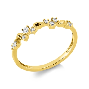 Ring aus 585 Gold Gelbgold 10 Brillanten 0,15ct W-SI/PI B:3mm