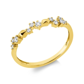 Ring aus 585 Gold Gelbgold 11 Brillanten 0,18ct W-SI/PI B:3mm