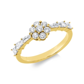 Ring aus 750 Gold Gelbgold 13 Diamanten 0,69ct TW-SI B:6,7mm