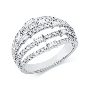 Ring aus 750 Gold Weißgold 110 Diamanten 1,13ct TW-SI B:12,9mm
