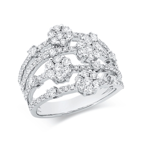 Ring aus 750 Gold Weißgold 106 Brillanten 1,6ct TW-SI B:17,4mm