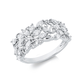 Ring aus 750 Gold Weißgold 33 Diamanten 1,09ct TW-SI B:9mm