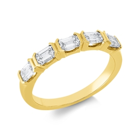 Ring aus 585 Gelbgold 5 Diamanten Smaragd-Schliff 0,99ct TW-SI B:3,3mm Zarge