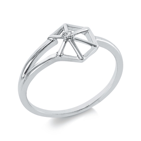 Ring aus 750 Gold Weißgold Brillant 0,01ct TW-SI B:9mm