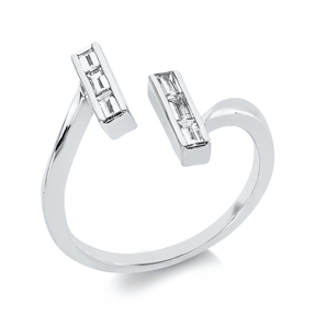 Ring aus 750 Weißgold 6 Diamanten Baguette-Schliff 0,3ct TW-VSI B:14,8mm