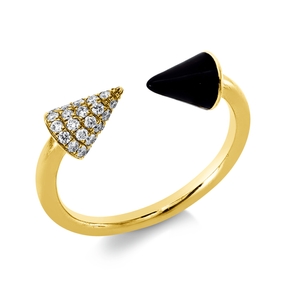 Pavé Ring aus 750 Gelbgold Emaille schwarz 39 Brillanten 0,26ct TW-SI B:5,3mm