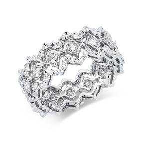 Ring aus 750 Gold Weißgold 14 Brillanten 0,44ct TW-VSI B:8mm