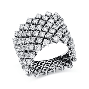 Ring aus 750 Gold Weißgold 136 Brillanten 5,58ct TW-VSI B:15,1mm