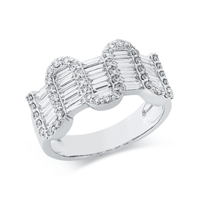 Ring aus 750 Gold Weißgold 70 Diamanten 1,25ct TW-SI B:10,3mm