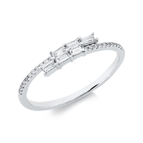 Ring aus 750 Gold Weißgold 28 Diamanten 0,22ct TW-SI B:3,6mm
