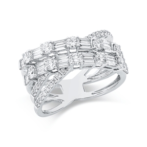 Ring aus 750 Gold Weißgold 62 Diamanten 1,39ct TW-SI B:10mm