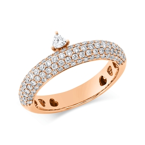 Pavé Ring aus 750 Gold Rotgold 115 Diamanten 0,88ct TW-SI B:7,5mm