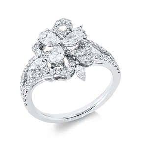 Ring aus 750 Gold Weißgold 88 Diamanten 1,21ct TW-SI B:16,2mm
