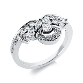 Ring aus 750 Gold Weißgold 28 Diamanten 0,76ct TW-SI B:12,1mm