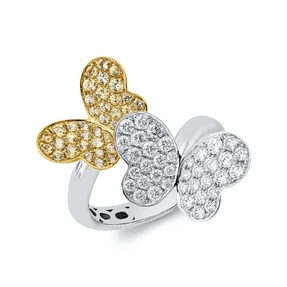 Ring aus 750 Gold gelb/weiß 76 Diamanten 1,28ct B:24mm