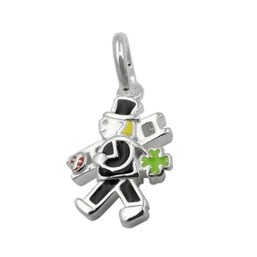 Anhänger Schornsteinfeger 12x10mm multicolor lackiert 925 Silber Kinder Anhänger Schornsteinfeger 12x10mm multicolor lackiert 925 Silber Kinder