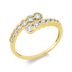 Ring aus 750 Gold Gelbgold 14 Brillanten 0,48ct TW-SI B:6,8mm