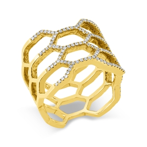 Ring aus 750 Gold Gelbgold 172 Brillanten 0,35ct TW-SI B:14mm