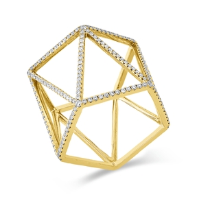 Ring aus 750 Gold Gelbgold 163 Brillanten 0,54ct TW-SI B:16,6mm