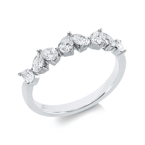 Ring aus 750 Weißgold 8 Diamanten Tropfen-Schliff 0,82ct TW-VSI/SI B:4mm