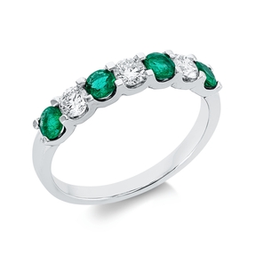 Ring aus 750 Weißgold 4 Smaragde 0,46ct grün 3 Brillanten 0,39ct TW-SI B:3,3mm