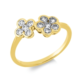 Ring aus 750 Gold Gelbgold 11 Brillanten 0,5ct TW-SI B:8,7mm