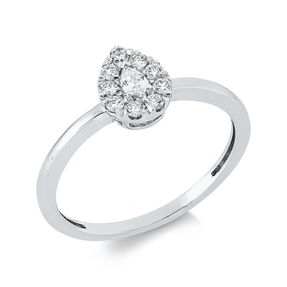 Ring aus 750 Gold Weißgold 10 Diamanten 0,19ct B:7,8mm