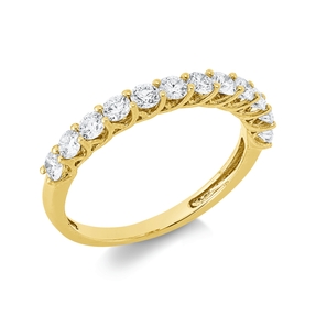 Halb-Memoire Ring aus 750 Gold Gelbgold 12 Brillanten 0,68ct TW-SI B:2,5mm
