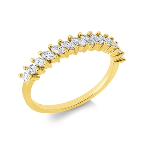 Ring aus 750 Gelbgold 13 Diamanten Navette-Schliff 0,45ct TW-VSI H:3,5mm
