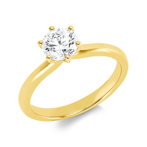 Solitaire Ring aus 750 Gold Gelbgold Brillant 1ct W-SI B:7,7mm 6er-Krappe