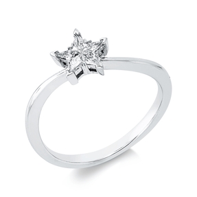Ring Stern aus 750 Weißgold 5 Diamanten Fanatsy-Schliff 0,16ct F-FVVS B:7,4mm