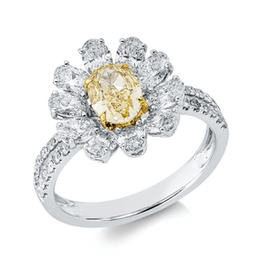 Ring aus 950 Gold gelb 39 Diamanten 2,63ct gelb B:13,6mm