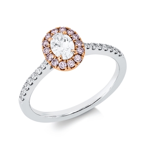 Ring aus 750 Gold weiß/rot 31 Diamanten 0,55ct B:8,4mm