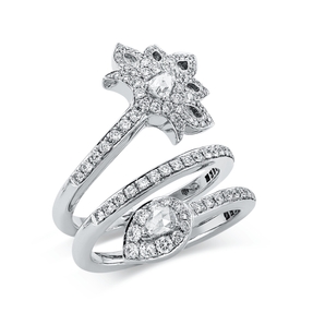 Ring aus 750 Gold Weißgold 110 Diamanten 1,49ct TW-SI B:25,5mm