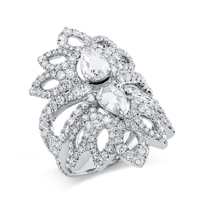 Ring aus 750 Gold Weißgold 203 Diamanten 3,63ct TW-SI B:33,7mm