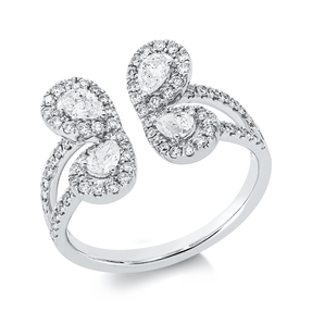 Ring aus 750 Gold Weißgold 84 Diamanten 0,86ct TW-SI B:12,8mm