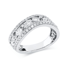 Ring aus 750 Gold Weißgold 60 Diamanten 1,08ct TW-SI B:6,9mm